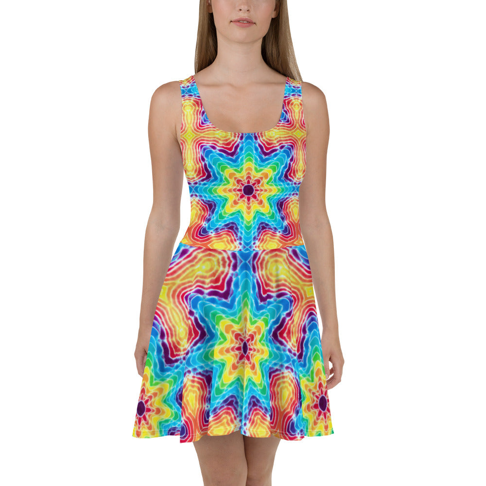 Tie Dye Print Skater Dress